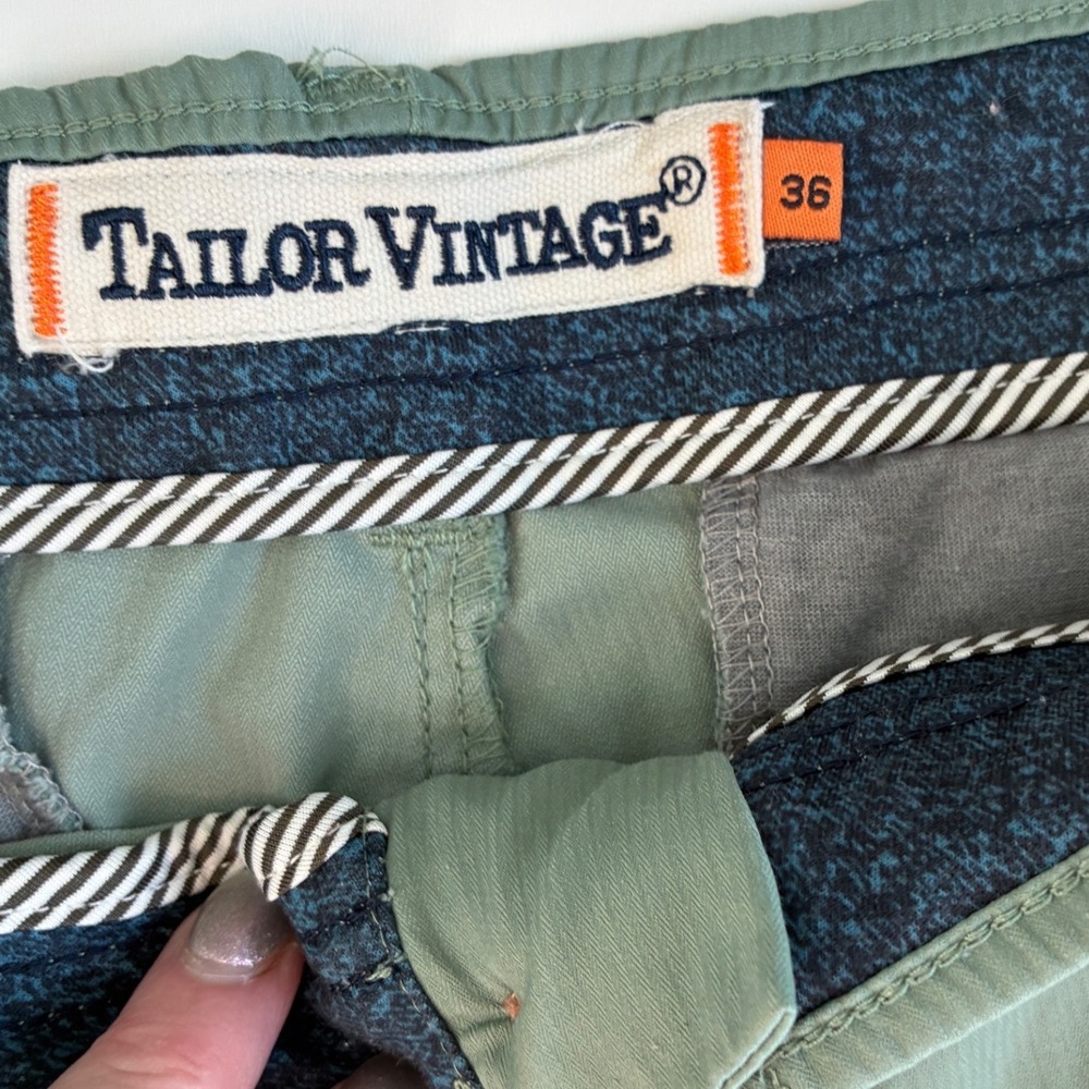 Tailor Vintage Greenwich Slim Fit Shorts Mens 36 Sage Green Comfort Stretch 8in - Picture 7 of 11